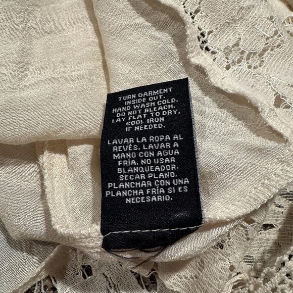 NWT Zac & Rachel Top Boho Feminine Coastal Button Floral Lace Cottage Cream XL - Picture 6 of 7